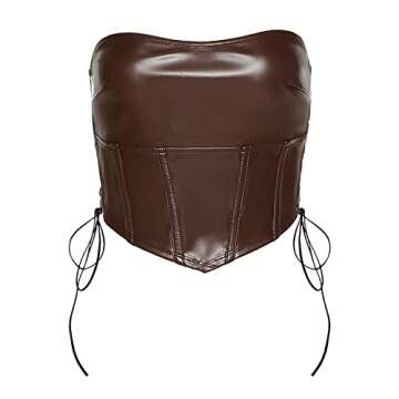 Sexy PU Leather Crop Top - Corset Style - Women's Fashion