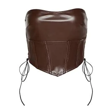 Sexy PU Leather Crop Top - Corset Style - Women's Fashion
