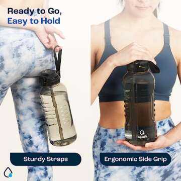 AQUAFIT 64 oz Water Bottle with Time Marker and Straw