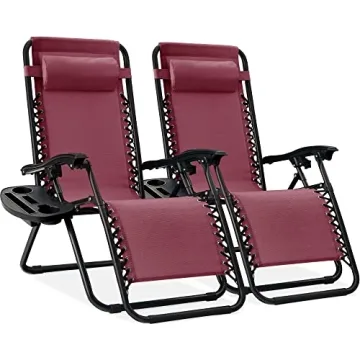 Best Choice Products Set of 2 Adjustable Steel Mesh Zero Gravity Lounge Chair Recliners with Pillows...