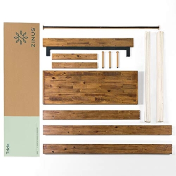 ZINUS Tricia Wood Platform Bed Frame Adjustable Headboard Queen