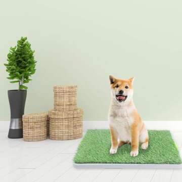PAWISE Large Dog Pee Grass Training Mat, Artificial Dog Potty Grass for Indoor and Outdoor Use, 27" x 17''