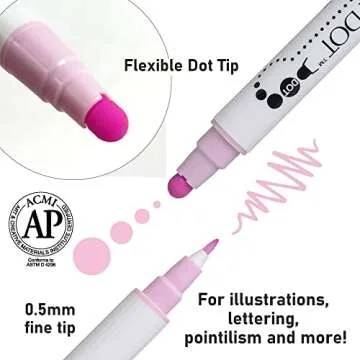 Kuretake CLEAN COLOR DOT Dual tip markers 12 colors set, 0.5mm fine tip and a flexible dot tip, for Journals, Crafts, Illustration, Lettering, Planners, for Adult, Kids, Made in Japan
