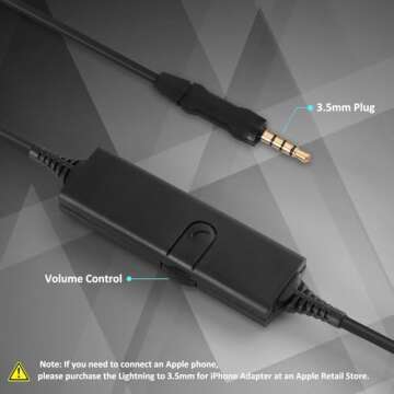 Arama Cell Phone Headset w/Lightweight Secure-Fit Headband, Pro Noise Canceling Mic and in-line Controls 3.5mm Headset for iPhone, Samsung, LG, HTC, BlackBerry Mobile Phone and iPad Tablets