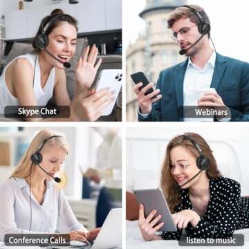 Arama Cell Phone Headset w/Lightweight Secure-Fit Headband, Pro Noise Canceling Mic and in-line Controls 3.5mm Headset for iPhone, Samsung, LG, HTC, BlackBerry Mobile Phone and iPad Tablets