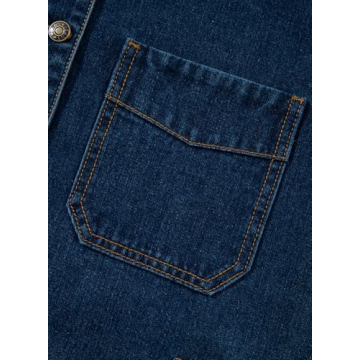 Sidefeel Women's Jean Jacket Oversized Boyfriend Button Up Long Sleeve Denim Jackets Deep Blue X-Large