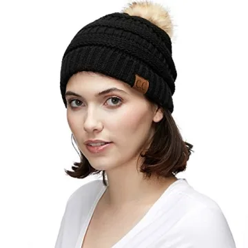Warm Stylish Unisex Knitted Beanie with Pom Pom