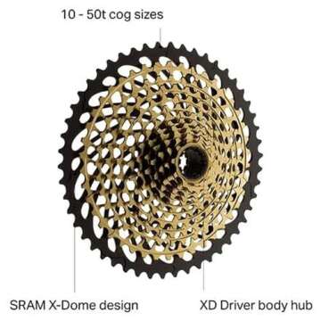 SRAM XX1 Eagle XG-1299 Cassette - 12 Speed, 10-50t, Gold/Black, For XD Driver Body