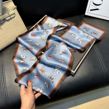 Weximil 100% Mulberry Silk Scarf for Women - 59”*6.3” Long Headscarf Neck Scarf Hair Wraps - Shawls with Gift Packed 007