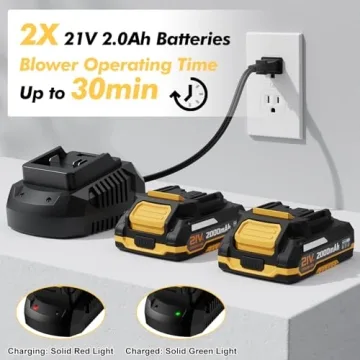 Lightweight Cordless Leaf Blower with 2 Batteries for Easy Yard Care