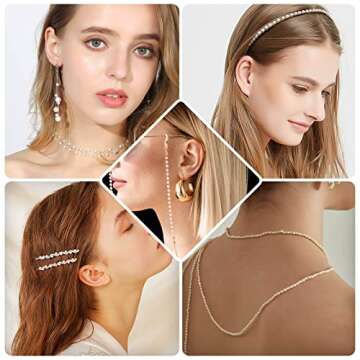 Pearl Beads for Craft, Anezus 2000pcs Ivory Faux Fake Pearls, 4 MM Small Sew on Pearl Beads with hol...