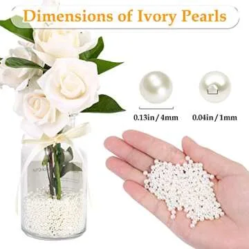 Pearl Beads for Craft, Anezus 2000pcs Ivory Faux Fake Pearls, 4 MM Small Sew on Pearl Beads with holes for Jewelry Making, Bracelets, Necklaces, Hairs, Crafts, Decoration and Vase Filler