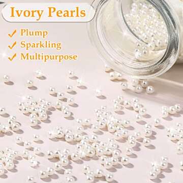 Pearl Beads for Craft, Anezus 2000pcs Ivory Faux Fake Pearls, 4 MM Small Sew on Pearl Beads with holes for Jewelry Making, Bracelets, Necklaces, Hairs, Crafts, Decoration and Vase Filler