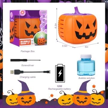 AIERSA Halloween Pumpkin Bubble Machine for Parties