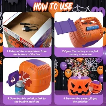 AIERSA Halloween Pumpkin Bubble Machine for Parties