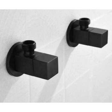 Square Angle Stop Valve Brass Black Finish G1/2"Shut Off Valve For Bathroom Toilet Bidet Shower