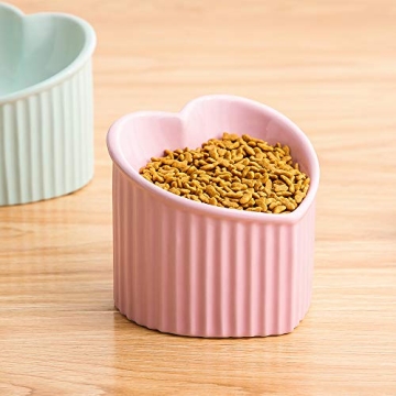 Pink Ceramic Raised Cat Bowls for Healthy Eating