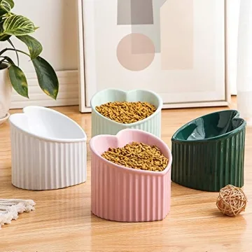 Pink Ceramic Raised Cat Bowls for Healthy Eating