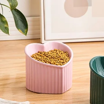 Pink Ceramic Raised Cat Bowls for Healthy Eating