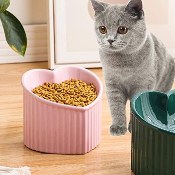 Pink Ceramic Raised Cat Bowls for Healthy Eating