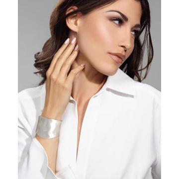 Stylish ENSKEFEN Chunky Silver Bangle Bracelet for Women