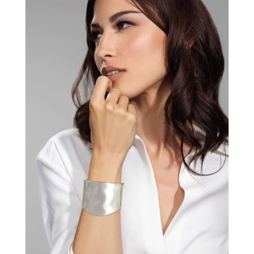 Stylish ENSKEFEN Chunky Silver Bangle Bracelet for Women