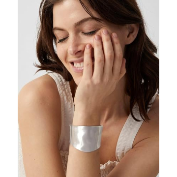 Stylish ENSKEFEN Chunky Silver Bangle Bracelet for Women