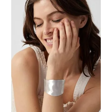 Stylish ENSKEFEN Chunky Silver Bangle Bracelet for Women