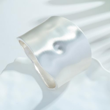 Stylish ENSKEFEN Chunky Silver Bangle Bracelet for Women