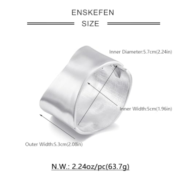 Stylish ENSKEFEN Chunky Silver Bangle Bracelet for Women