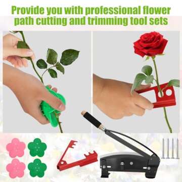 Znnam Flower Stem Cutter,14 in carbon Steel Blade Fresh Flower Stem Cutters with Safety Latch for Florists,Gardening ，Flower Arrangements Include:Screws ×4, Thorn Stripper ×1 and Thorn Silicones×4