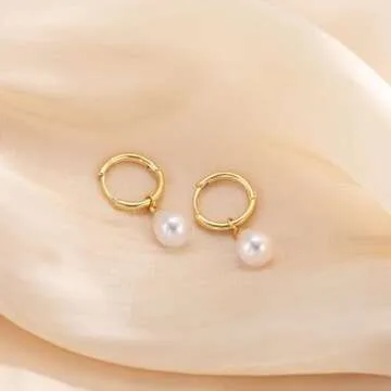 Risamil Pearl Hoop Earrings - Elegant 14K Gold Jewelry