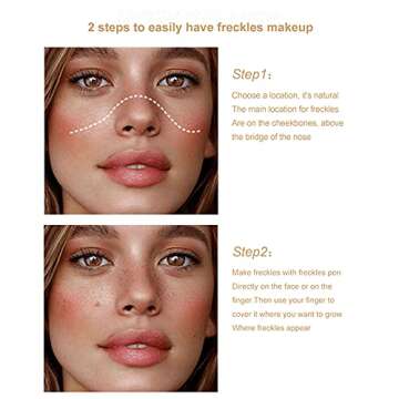 CCbeauty 2Pcs Freckle Pen Natural Faux Freckles Makeup Pen Lifelike Long lasting Waterproof Dot Spot Pen Lightweight Freckle Makeup Tool Create Realistic Sun kissed Skin, Light Brown & Dark Brown