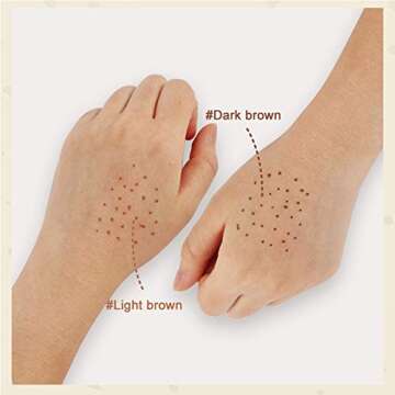 CCbeauty 2Pcs Freckle Pen Natural Faux Freckles Makeup Pen Lifelike Long lasting Waterproof Dot Spot Pen Lightweight Freckle Makeup Tool Create Realistic Sun kissed Skin, Light Brown & Dark Brown