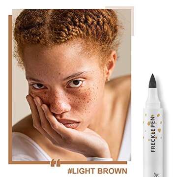 CCbeauty 2Pcs Freckle Pen Natural Faux Freckles Makeup Pen Lifelike Long lasting Waterproof Dot Spot Pen Lightweight Freckle Makeup Tool Create Realistic Sun kissed Skin, Light Brown & Dark Brown