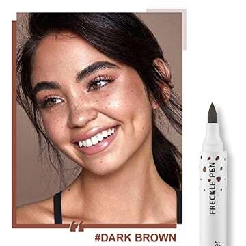 CCbeauty 2Pcs Freckle Pen Natural Faux Freckles Makeup Pen Lifelike Long lasting Waterproof Dot Spot Pen Lightweight Freckle Makeup Tool Create Realistic Sun kissed Skin, Light Brown & Dark Brown