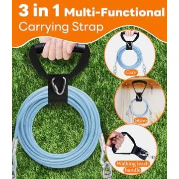 Reflective Dog Tie Out Cable & Stake for Safe Outdoor Fun