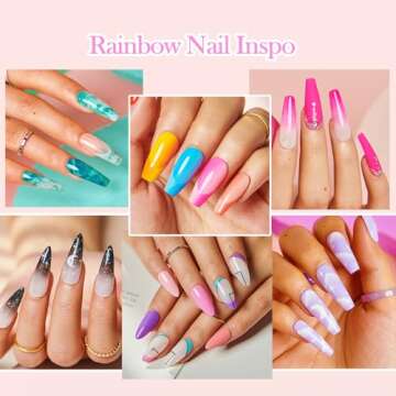 AZUREBEAUTY 42Pcs Dip Powder Nail Kit Starter, 32 Colors Summer Rainbow Bright Pink Red Green Acryli...