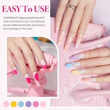 AZUREBEAUTY 42Pcs Dip Powder Nail Kit Starter, 32 Colors Summer Rainbow Bright Pink Red Green Acrylic Dipping Powder Set with Top/Base Coat Activator for French Art Manicure DIY Salon Gift