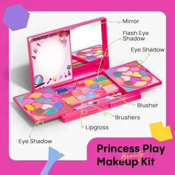 Kids Makeup Kit for Girl, Washable Real Safe & Non-Toxic Little Girl Makeup Set, Princess Toys for 3-6 Year Old Kids Girl Toys Christmas & Birthday Gift