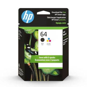 Original HP 64 Ink Cartridges - High-Quality Prints for ENVY & Tango Printers