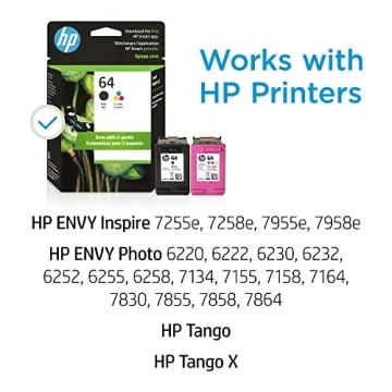 HP 64 Ink Cartridges for ENVY Tango Printers - High Quality