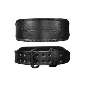 Gymreapers Weight Lifting Belt - 7MM Heavy Duty Pro Leather Belt with Adjustable Buckle - Stabilizing Lower Back Support 4 Inches Wide For Weightlifting, Bodybuilding, Cross Training (Black, Large)