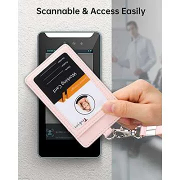 Elegant Teskyer Leather ID Badge Holder with Lanyard