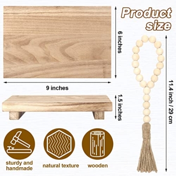 Elegant Wood Stand Riser with Bead Garland for Decor