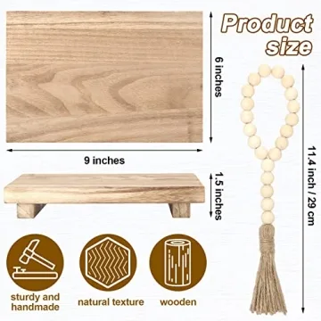 Elegant Wood Stand Riser with Bead Garland for Decor