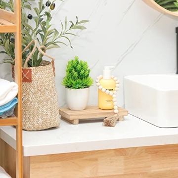 Elegant Wood Stand Riser with Bead Garland for Decor