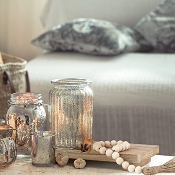 Elegant Wood Stand Riser with Bead Garland for Decor