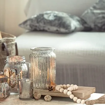 Elegant Wood Stand Riser with Bead Garland for Decor