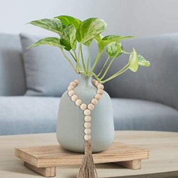 Elegant Wood Stand Riser with Bead Garland for Decor